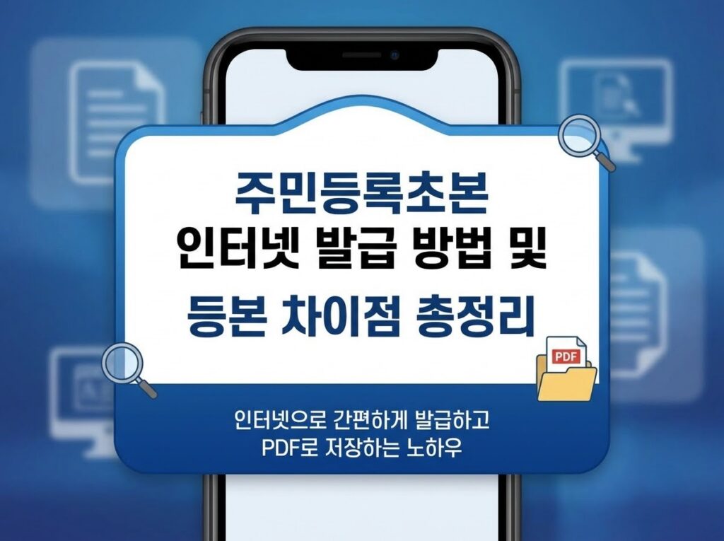 주민등록 등본·초본 차이점부터 인터넷 무료 발급, PDF 저장 및 제출용 출력 방법까지 1 주민등록등본 및 초본 정부24 온라인 무료 발급 및 PDF 저장 방법 안내