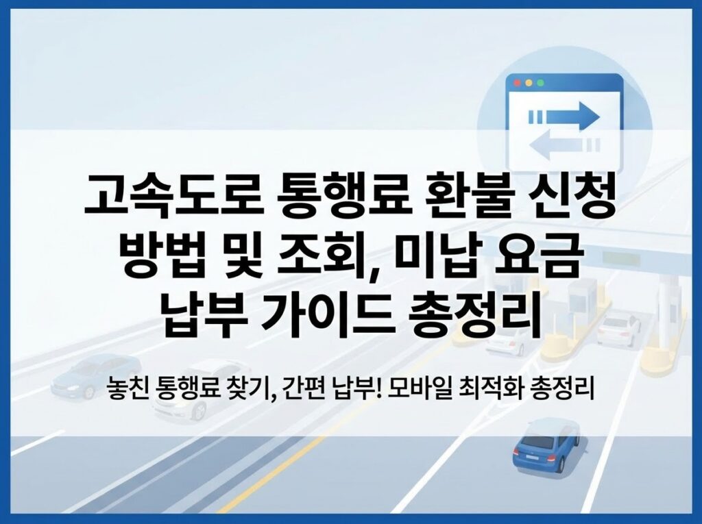 고속도로 통행료 환불 신청 방법 총정리! 과오납 요금 및 미납 조회·영수증 출력 1분 만에 하기 1 고속도로 통행료 환불 신청 방법 및 과오납 요금, 미납 조회 가이드