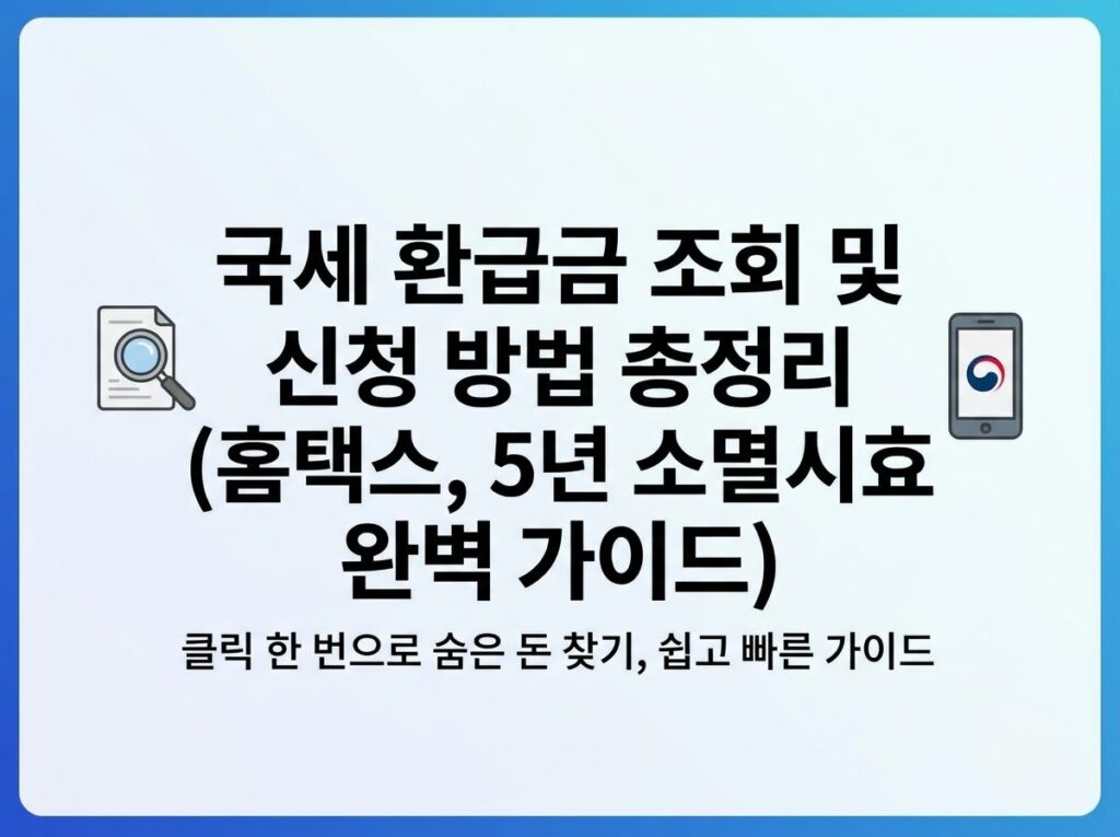 잠자는 내 돈 찾기! 홈택스 국세 환급금 조회 및 신청 절차와 계좌 등록 정리 1 홈택스 미수령 국세 환급금 조회 및 신청 방법 안내 인포그래픽