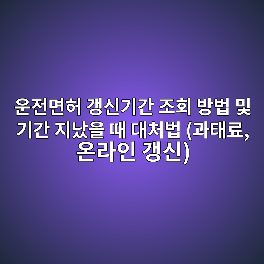 운전면허 갱신기간 조회 방법 및 기간 지났을 때 대처법 (과태료, 온라인 갱신) 1 ec9ab4eca084eba9b4ed9788 eab0b1ec8ba0eab8b0eab084 eca1b0ed9a8c ebb0a9ebb295 ebb08f eab8b0eab084 eca780eb82acec9d84 eb958c eb8c80ecb298 1786763226