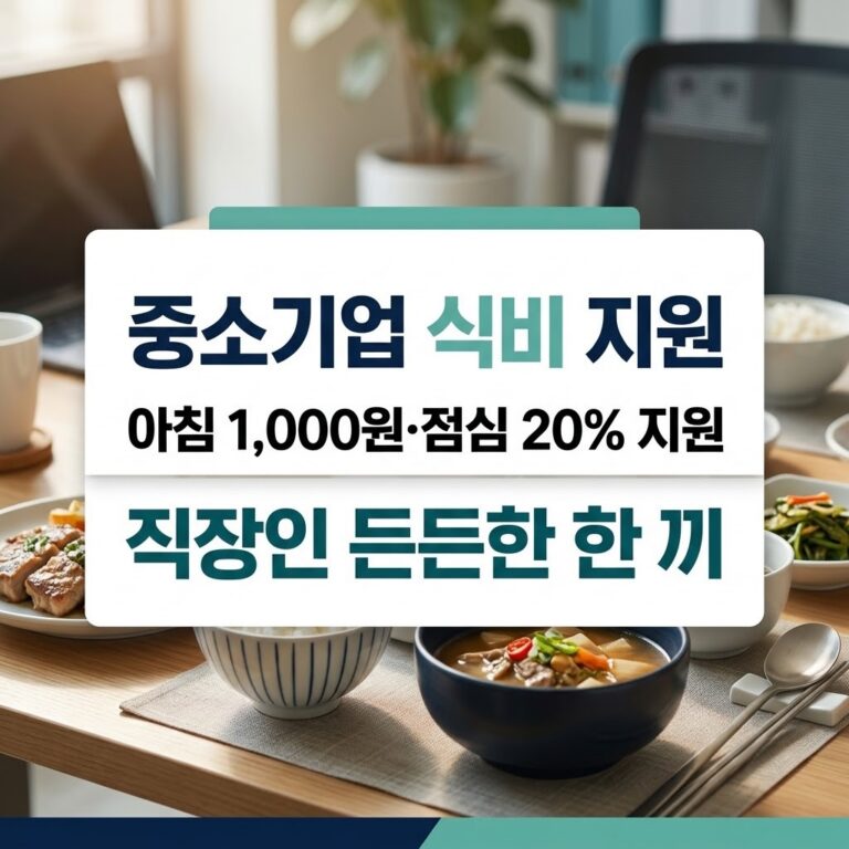 인구감소지역 중소기업 근로자 식비 지원, 아침 1,000원·점심 20% 할인 받는 방법 5 2026년 중소기업 직장인 식비 지원 아침 천원 점심 20퍼센트 할인 신청 안내