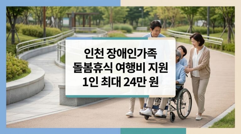 인천 장애인가족 돌봄휴식 지원 대상 및 여행비 신청방법 총정리 8 휠체어를 이용하는 장애인과 가족이 밝게 웃으며 함께 여행을 즐기는 모습