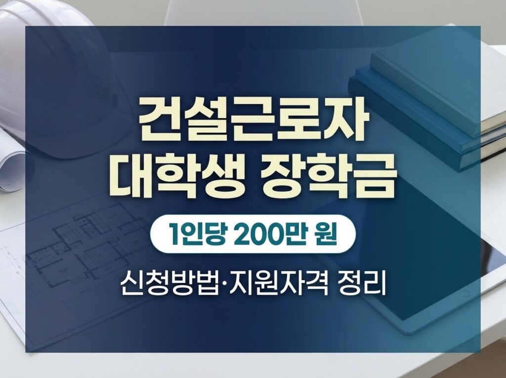건설근로자(노동자) 대학생 장학금 신청방법|지원자격·적립일수·200만원·건설e음 1 2026 건설근로자 대학생 장학금 신청방법 및 200만원 지원 자격 안내 썸네일
