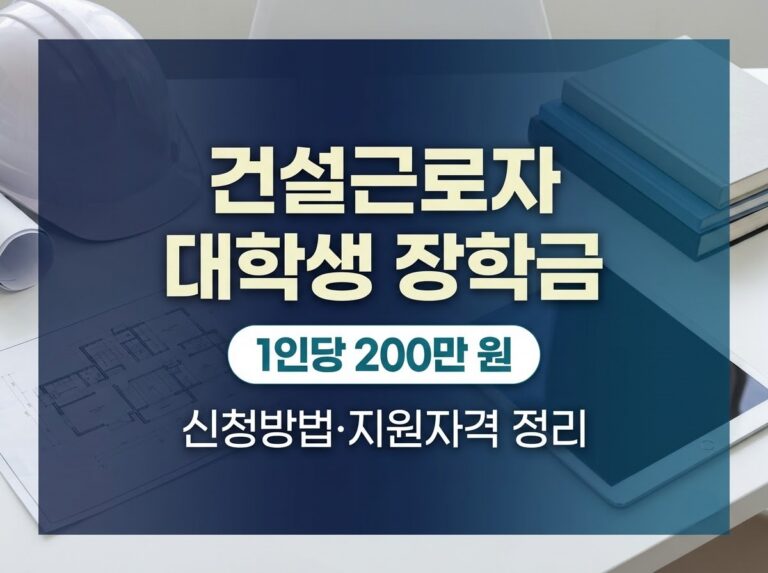 건설근로자(노동자) 대학생 장학금 신청방법|지원자격·적립일수·200만원·건설e음 4 2026 건설근로자 대학생 장학금 신청방법 및 200만원 지원 자격 안내 썸네일