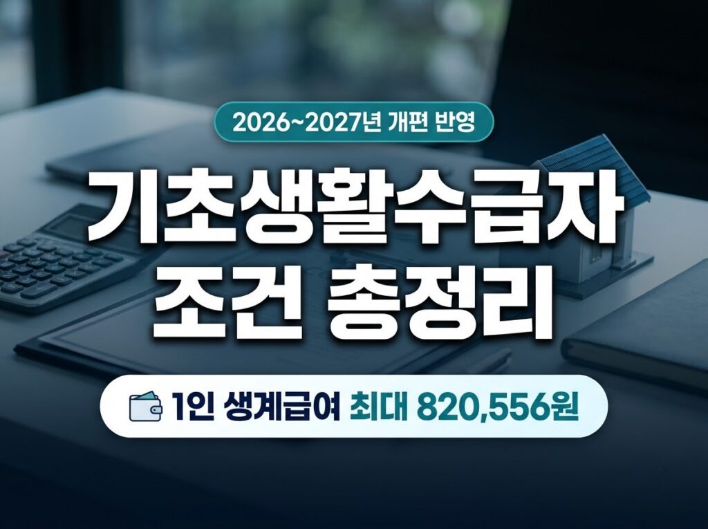 기초생활수급자 자격 조건 총정리: 소득·자동차·부양의무자 기준과 신청 순서 (2027년 인상분 포함) 1 기초생활수급자 자격 조건 총정리 소득 자동차 부양의무자 기준 및 신청 방법 안내 썸네일
